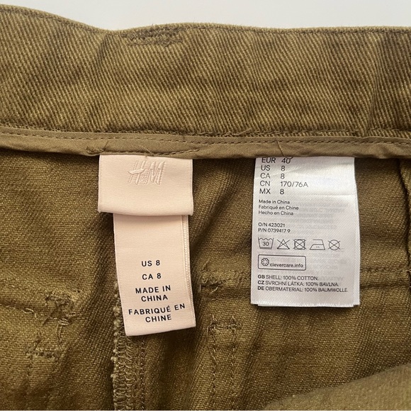 H&M Ankle lenth Cargo Pants Khaki Olive Green 8 - Picture 12 of 12